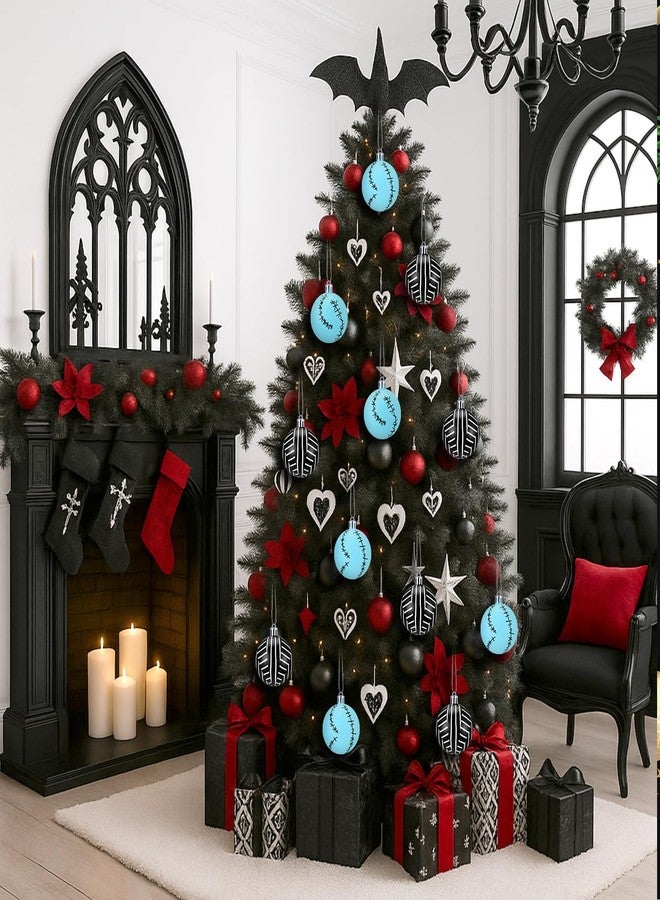 Simgoing 12 Pcs Christmas Black and White Blue Ball Ornaments 2.36 Inch Plastic Xmas Nightmare Themed Striped Balls Tree Decor for Christmas Tree Party Decoration Holiday Indoor Decor - Image 5